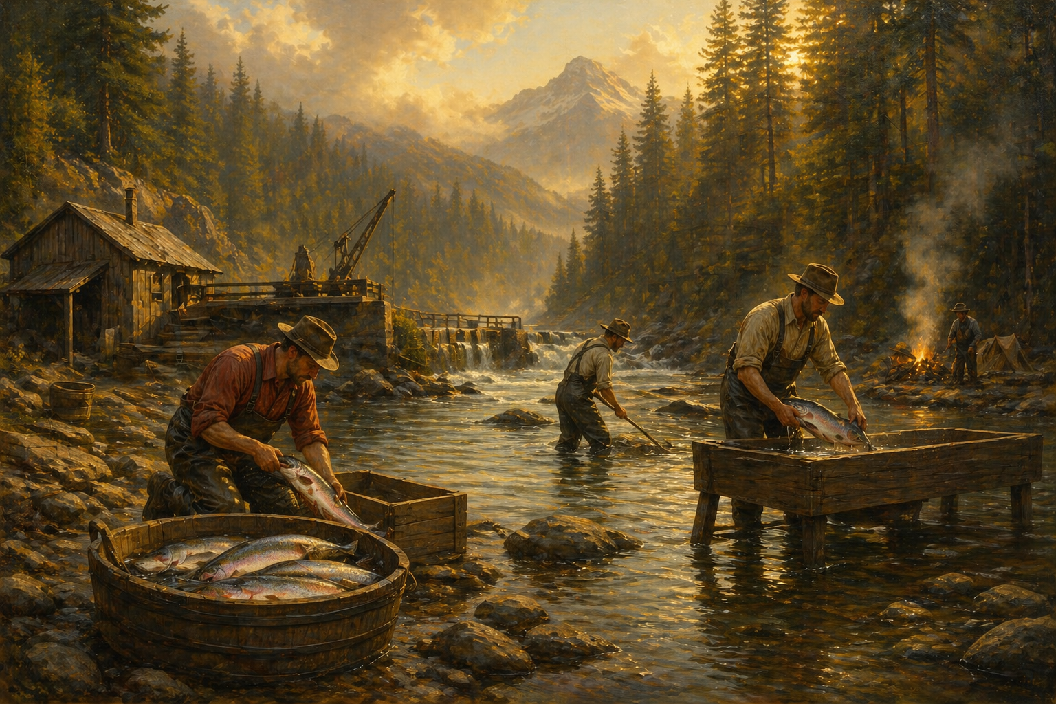 Egg harvest at the hatchery weir