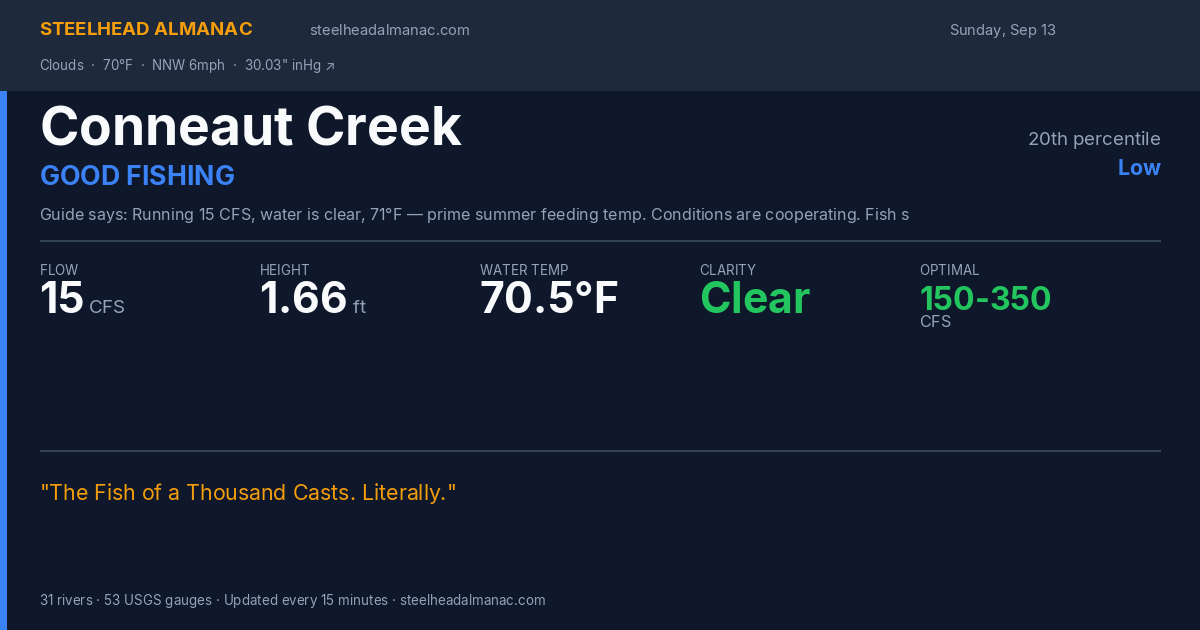 Conditions card — Conneaut Creek